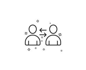 Teamwork line icon. User communication. Profile Avatar sign. Person silhouette symbol. Geometric shapes. Random cross elements. Linear Communication icon design. Vector