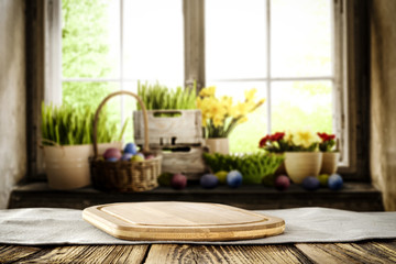 Desk of free space and easter time. Free space for your decoration. 