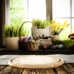 Desk of free space and easter time. Free space for your decoration. 