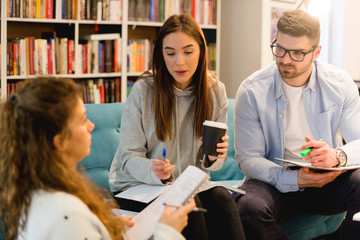 Students learning in library