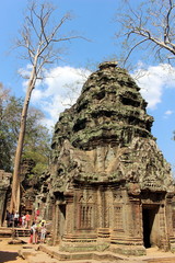 Well-preserved stone building in Ta Prohm, Angkor, Cambodia