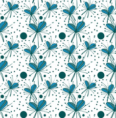 pattern turquoise abstract flowers