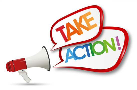 take action word and megaphone
