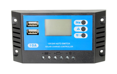Solar electricity charger control unit isolated on a white background