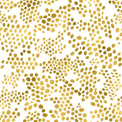 Abstract spotted seamless pattern in gold foil texture