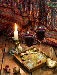 Still life with two glasses of wine.