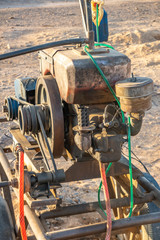 Close-up view of a engine for a pump for pumping water in Sudan