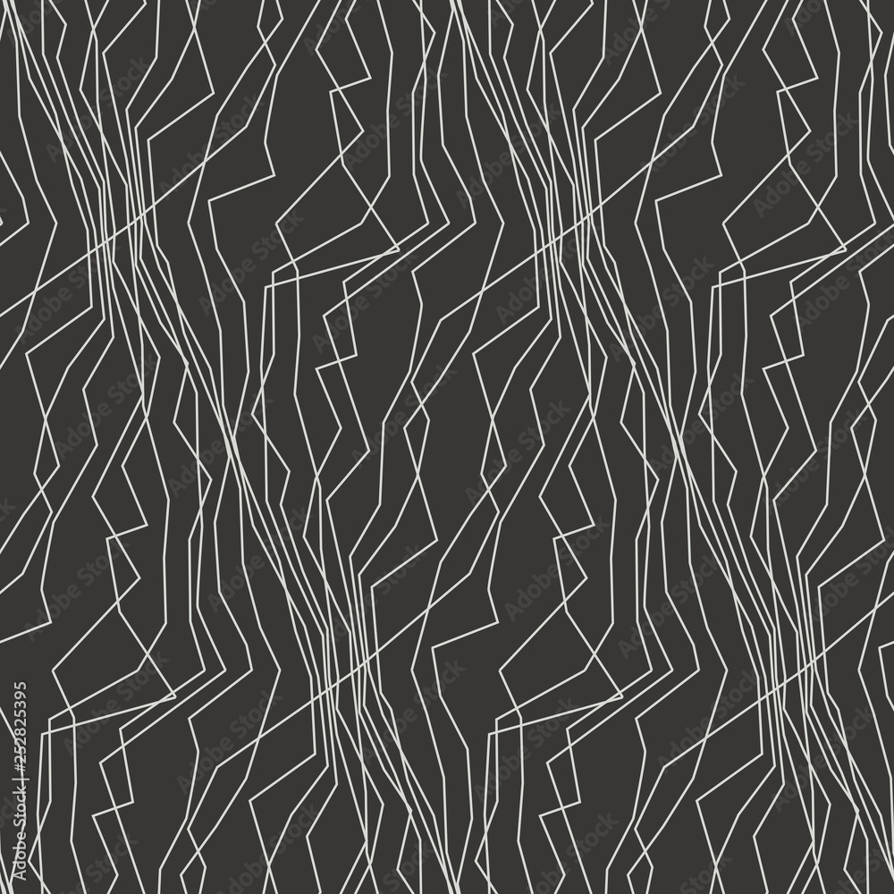 Wall mural Angled sketch lines and waves seamless pattern