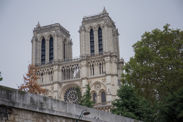 Fototapeta na wymiar Notre Dame de Paris building in Paris view from the river