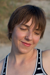 Natural portrait of a woman with a short hair cut