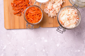 Jars of fermented vegetables.