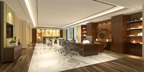 3d render modern working room