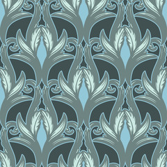 Beautiful bohemian arabesque seamless ornament. Baroque tattoo style pattern. Vintage ornate vector wallpaper, decorative vector art.