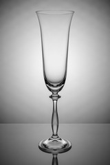 empty champagne glass is on the table