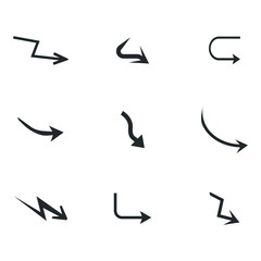 Vector illustration of curved arrow icons. curved arrow icons set. curve icons