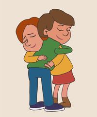 cartoon people hugging cartoon vector