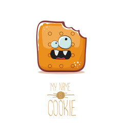 vector funny cookie character isolated on white background. My name is cookie concept illustration. funky food character or bakery label mascot