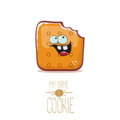 vector funny cookie character isolated on white background. My name is cookie concept illustration. funky food character or bakery label mascot