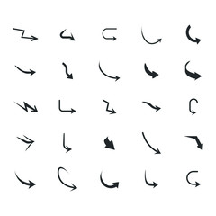 Vector illustration of curved arrow icons. curved arrow icons set. curve icons