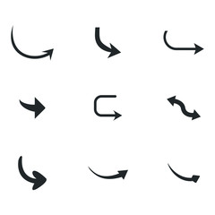 Vector illustration of curved arrow icons. curved arrow icons set. curve icons