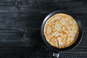 Traditional thin pancakes for pancake week