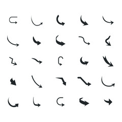 Vector illustration of curved arrow icons. curved arrow icons set. curve icons