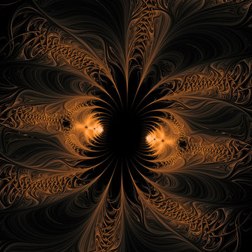 Bronze and Gold Feathers Abstract Fractal Design
