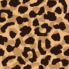 Leopard skin seamless pattern. Wild cat texture repeat.