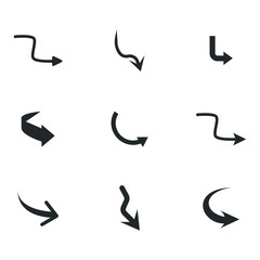 Vector illustration of curved arrow icons. curved arrow icons set. curve icons