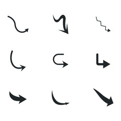 Vector illustration of curved arrow icons. curved arrow icons set. curve icons