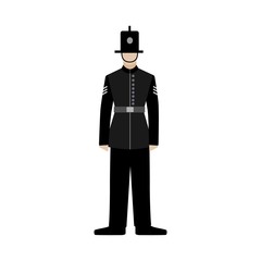 British police officers. uk policeman. black uniform illustration