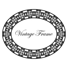 Oval ornamental art deco frame
