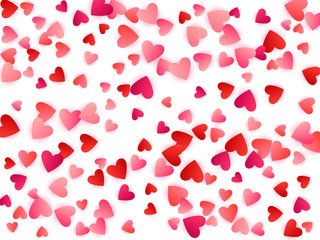 Red flying hearts bright love passion vector background.
