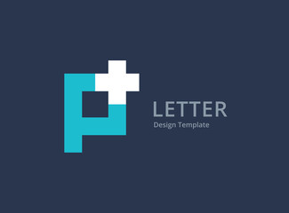 Letter P cross plus medical logo icon design template elements - obrazy, fototapety, plakaty