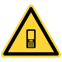 Handy und Warnschild