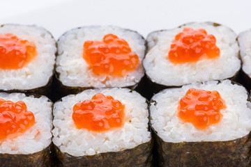 Japanese food restaurant, sushi maki gunkan roll plate or platter set. Sushi set and composition