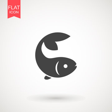 Fish icon. Fish logo template. Creative vector symbol of fishing club or online shop