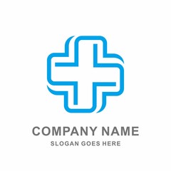 Obraz premium Medical Pharmacy Healthcare Geometric Cross Hospital Clinic Wellness Business Company Stock Vector Logo Design Template