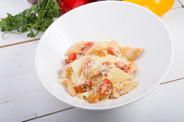 Classic caesar salad served for lunch