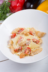 Classic caesar salad served for lunch