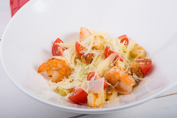 Classic caesar salad served for lunch