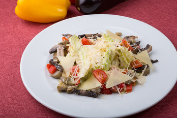Vegetarian caesar salad served on a plate