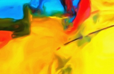 Abstraction painted in oil style. Colorful texture background. Multicolored wallpaper graphic design. Pattern for creating artwork and print. Crazy warm colors and cartoon effect. Fun psychedelic art.