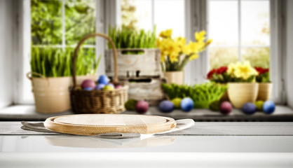 Desk of free space and easter time 