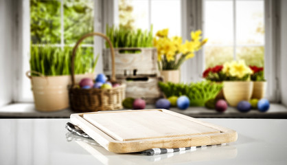 Desk of free space and easter time 