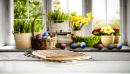 Desk of free space and easter time 