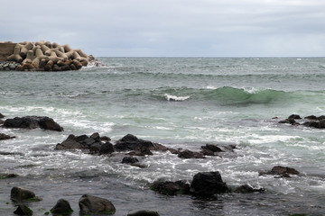 Cloudy weather and sea waves