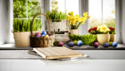 Desk of free space and easter time 