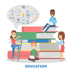 Education web banner. E-learning and remote training