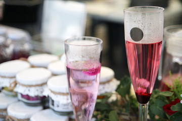 Beverage of red color 